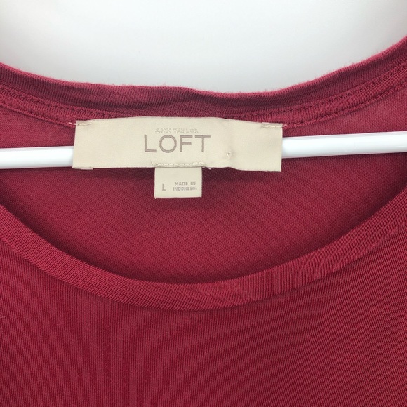 Loft Shirt Ruffle Hem Peplum Shirt Maroon Red L - Picture 3 of 4